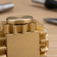 Brass Cube Toy Precision-Cut Gear Band Cube Polished Gear Linkage Rotator