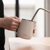 Milk Frothing Pitcher with Textured Handle Tapered Milk Steaming Jug Comfortable Grip Jug for Baristas