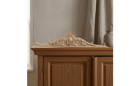 Scrolling Leaf Detail Carved Wood Applique Unfinished Vintage Floral Applique Unpainted Floral Wood Ornament Classic Style for Cabinet Tops, Door Headers, Decorative Woodwork