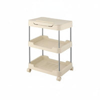 Mobile Design three-tier Rolling Organizer Built-in Tablet Holder Storage Trolley Multi-Functional Utility trolley Easy to Move for Students, Office Workers, residents, Living Room, Kitchen, Bedroom, Bathroom