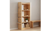 Solid Wood Multi-Tier Book Rack Dust-Proof Wooden Book Organizer Space-Saving Design Wooden Floor Bookcase Small Footprint for Children, Playroom, Study Room