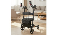 Upright Ambulatory Device Adjustable Height Forearm Wheeled Support Seat with Bag Four-Wheeled Shopping Cart for Elderly
