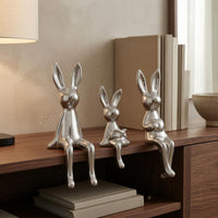 Hare Family Figurines Electroplated Shiny Hare Decor Glossy Mini Bunny Ornaments