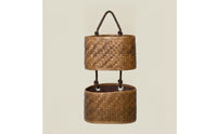 Double Tier Storage Basket Braided Tier Hanging Basket Vertical Wall Mounted Storage Rack for Bedroom