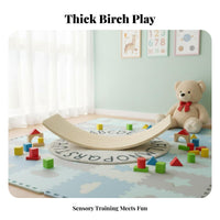 Sensory Training Wooden Balance Board Sturdy Wood Construction Children's Stretching Board Polished Rounded Edges Educational Rocker Toy Unrestricted-Ended Play for Toddlers, Indoor, Outdoor, Playroom
