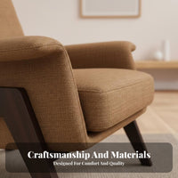 Nordic Design Upholstered Wood Frame Armchair Minimalist Upholstered Wooden-Frame Armchair mid-centuryera Modern aesthetic Lounge Chair high resilience Foam padding for Homeowners, Readers, Adults