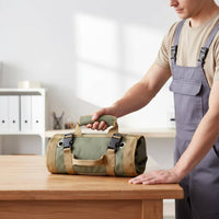 Portable Canvas Tool Roll Large Capacity Roll up Tool Bag Easy Reach Puncture Resistant for Electricians, Carpenters, Mechanics, Car, Job Site, Travel
