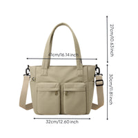Utility Tote Bag with Pockets Multifunctional Tote Bag with Crossbody Strap Multiple Pocket Carryall for Commuters, Students, Work, Travel, School