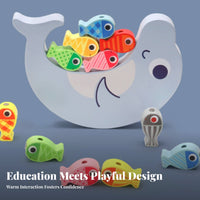 Develops Fine Movement Skills 3-in-1 Wooden Game Set Promotes Hand-Eye Coordination Lacing and Stacking Toy Water-Based Paint Wooden Aquatic Creature Lacing Beads Splinter-Splinterless Polished Edges for Preschoolers, Toddlers, Travel