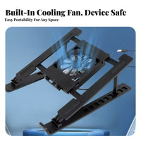 Heat Dissipation Laptop Cooling Stand Ergonomic Design Portable Cooling Fan Stand Wide Compatibility for Office Workers, Travelers