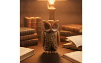 Faux Wood Owl Figurine Rustic Owl Statue Vintage-Inspired Decorative Item Compact for Collectors