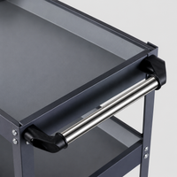 Steel Tool Cart with Drawers, Lockable Workshop Tool Trolley, Painted Finish Rolling Cabinet with Pegboard, Top Handle & Casters