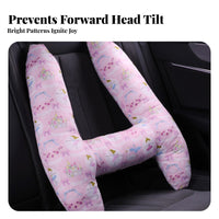 Kids Car Sleeping Pillow Ergonomic Design H-Shaped Travel Pillow Childrens Seat Belt Pad Soft and Comfortable for Highway Ride S