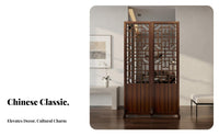 Foldable Design Chinese Design Folding Screen Solid Wood Frame Semi-Hollow Partition Screen Installation-No Assembly Wooden Fretwork Room Divider Space-Saving for Apartment Dwellers, Interior Designers, Business Owners, Entryway, Bedroom, Restaurant