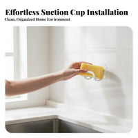 Suction Cup Sponge Holder Quick Draining Kitchen Sink Drainer Rack Easy to Clean Wall Mount Sponge Holder for Students, Washroom, Shower, Laundry Room