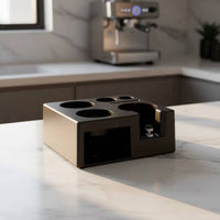 coffee Tamping Station Multi-Compartment Workstation with Drawer Easy to Clean Portafilter Holder with Storage for Baristas
