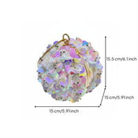 Round Floral Evening Clutch Eye-Catching Floral Loop Handle Bag Formal for Women