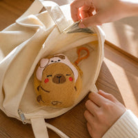 Cute Capybara Plush Coin Purse with Headphone Storage and Keychain, Ideal Gift