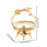 Ornate Fruit Basket with Handle Gold-Colored Decorative Tray with Handle Multi-Purpose Basket Tray with Handles Versatile for Hosts, Dining Table