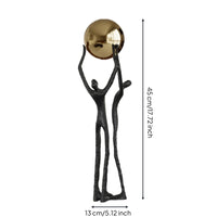 Human Figurine with Sphere Modern Abstract Sculpture with Gold Ball Contemporary Tabletop Sculpture for Homeowners, Office Desk, Bookshelf