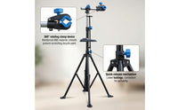 Floor-Standing Bike Repair Stand with Clamp Telescoping Cycle Stand with Tray Rotating Bike Holder Heavy-Duty for Cyclists, Home Garage