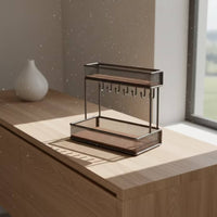 2-Tier desktop Storage Rack with Hooks Metal Countertop Organizer with Hooks Compact