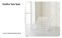 Acrylic Card Display Rack Tiered Design Multi-Tier Display Rack Space-Saving Clear Greeting Card Holder for Collectors, Desktop, Retail Stores, Office