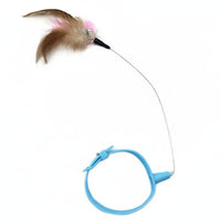 With Bell Cat Collar Toy Chew-Resistant Wearable Cat Teaser Stimulates Instincts Feather Wand Collar Promotes Exercise for Indoor Cats