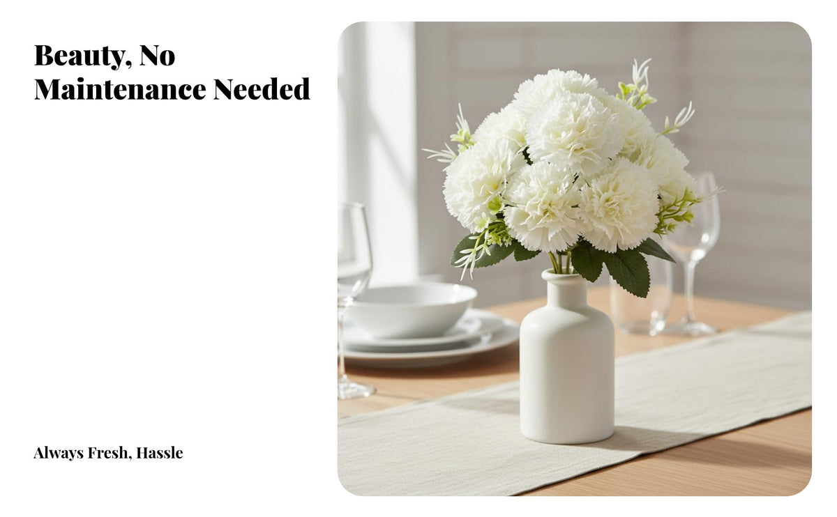 Artificial Flower Bouquet Long 7-Head Faux Bunch Realistic Silk Flower Arrangement for Office Decor, Hotel Lobby