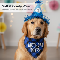 Pet Dog Birthday Party Decoration Set with Bandana, Hat, and Bow Tie