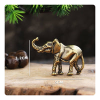 Auspicious Good Luck Charm Miniature Elephant Figurine Pocket-Sized Solid Brass Elephant Exquisitely Carved Small Creature Sculpture Long-Lasting for Feng Shui Enthusiasts, Collectors, Shelf Display