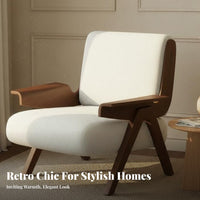 Retro Design Striped Accent Chair French Aesthetic Armchair Solid Wood Frame Home Seating Designer Look for Interior Decorators, Readers, Homeowners, Living Room, Homestay, Lounge Area, Reading Nook