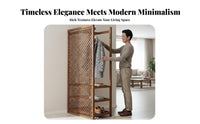 Chinese design Freestanding Partition with Coat hangers Floor-Standing Room separater Privacy Screen Garment Stand 2-in-1 Design for Homeowners, Apartment Dwellers, Interior Decorators, Entryway, Bedroom