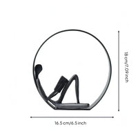 Reading Figure Sculpture Minimalist Metal Desk Ornament Modern Style Circular Hoop Sculpture