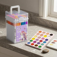 24 Pieces Non-Bleeding 24 Acrylic Markers No-Press Acrylic Marker Set Colored End Bands Art Supply Smooth Application for Drawing, Coloring