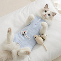 Cat Post Surgery Suit with Fasteners, Thin Body Suit After Surgery, Anti-Licking Spay Recovery Suit Female