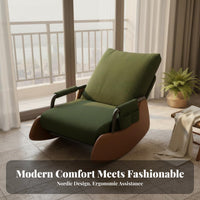 Space-Saving Adjustable Recliner Rocker Ergonomic Design Rocking Chair Easy Assembly Single Seating Armrest Storage for Readers, Homeowners, Bedroom, Balcony, Relaxation, Reading