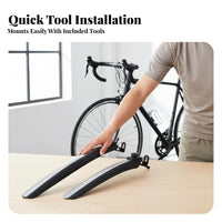 Front and Rear Bike Fenders Wide Coverage Front and Rear Cycle Fenders Cycle Mudguard Set Streamlined Shape for Commuters