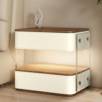 Modern Design Illuminated Nightstand with Wireless Charging Minimalist Aesthetic Illuminated Charging Cabinet Integrated light-emitting diode Lighting Bedside Table tap Control for Homeowners, technology lovers, Students, Home, Apartment, Guest Room