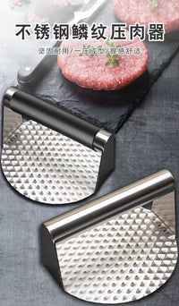 Stainless Steel Meat Press for Burger Patties with Beech Handle