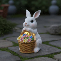 Automatic On/deactivate Solar Rabbit Garden Light Waterproof Bunny Figurine with Light-up Basket Weather-Resistant for Patio, Yard, Pathway