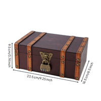 Vintage Wooden Chest Antique Style Keepsake Box with Hinged Lid Compact for Photography Props