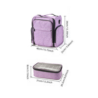 Large Capacity Manicure Tools Storage Bag Waterproof Manicure Kit Storage Bag Multi-Compartment Double Layer Nail Polish Organizer Adjustable Dividers
