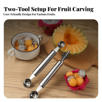 Fruit Baller Stainless Steel Fruit Baller Digger Double-Ended Fruit Baller 2-in-1 Design Fruit Baller Rust-Resistant