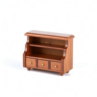 Walnut Dollhouse Display Cabinet Vintage Miniature Display Cabinet Wood Miniature Cupboard with Drawers Classic for Collectors