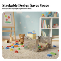 Stackable Wire Basket robust Construction Stackable Metal Crate for Homeowners