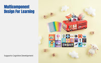 Infant Cloth Book Toy Box, Educational Interactive Tissue Box, Tear-Resistant, Emergency Vehicle/School Bus/Train Design