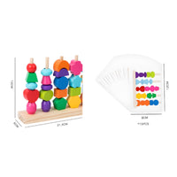 Educational 5-Post Stacking Game Develops Hand-Eye Coordination Wooden Geometric Stacker Promotes Logical Thinking for Classroom, Playroom
