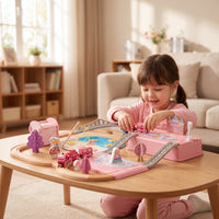 Long-Lasting Castle Train Set with Storage Box Portable Train Set with Storage Box Mixed-Material Magical for Toddlers