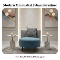 Padded Cushions Upholstered Guest Armchair Long-Lasting Construction Upholstered Barrel Chair and Table Set Modern Design Commercial Furniture Easy to Clean for Interior Designers, Business Owners, Hotel Lobby, Beauty Salon, Waiting Room, Retail Shop
